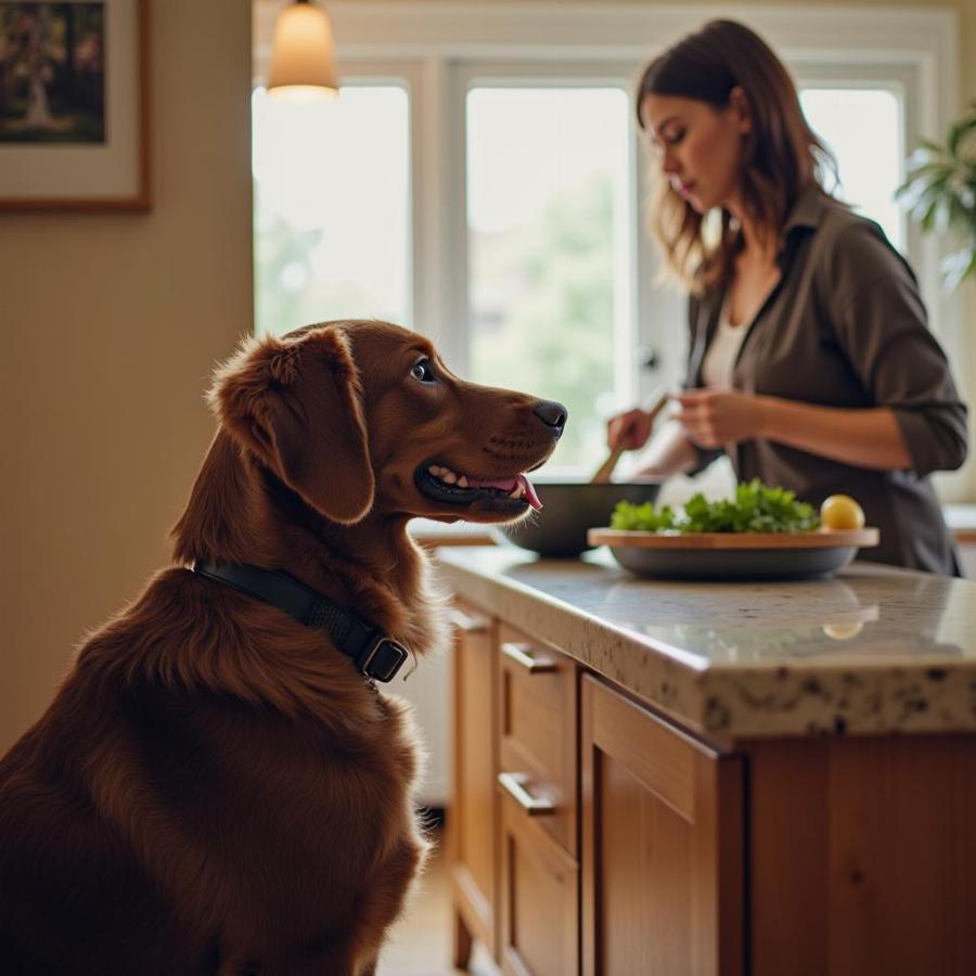 Dog Observing Owner Cooking