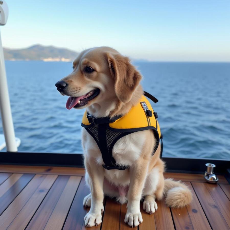 Dog on Cruise Ship Deck