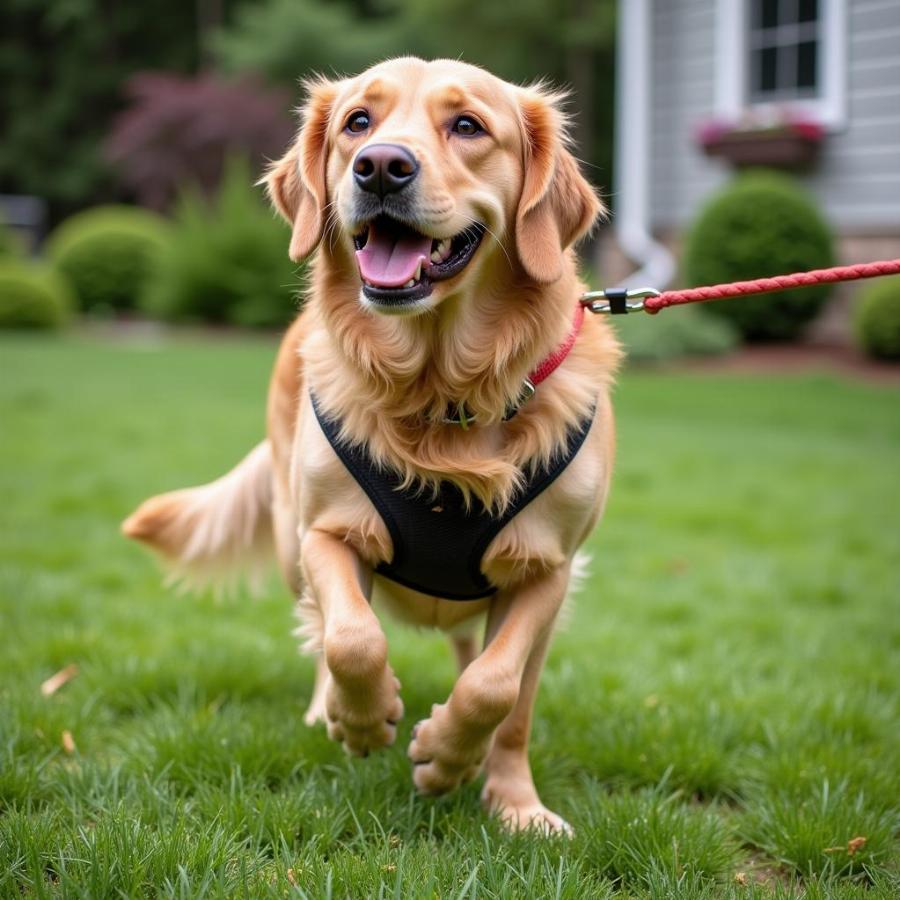 Dog Enjoying Fresh Air on a Tie Out