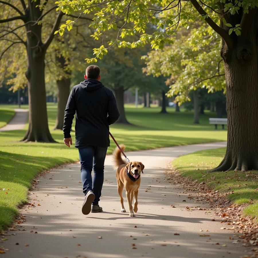 Dog Owner Walking with Their Dog