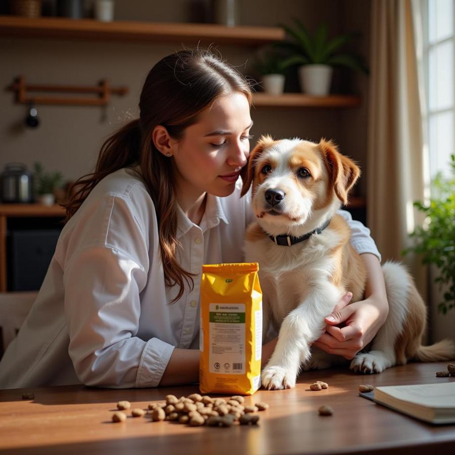 Dog Owner Reading Dog Food Label