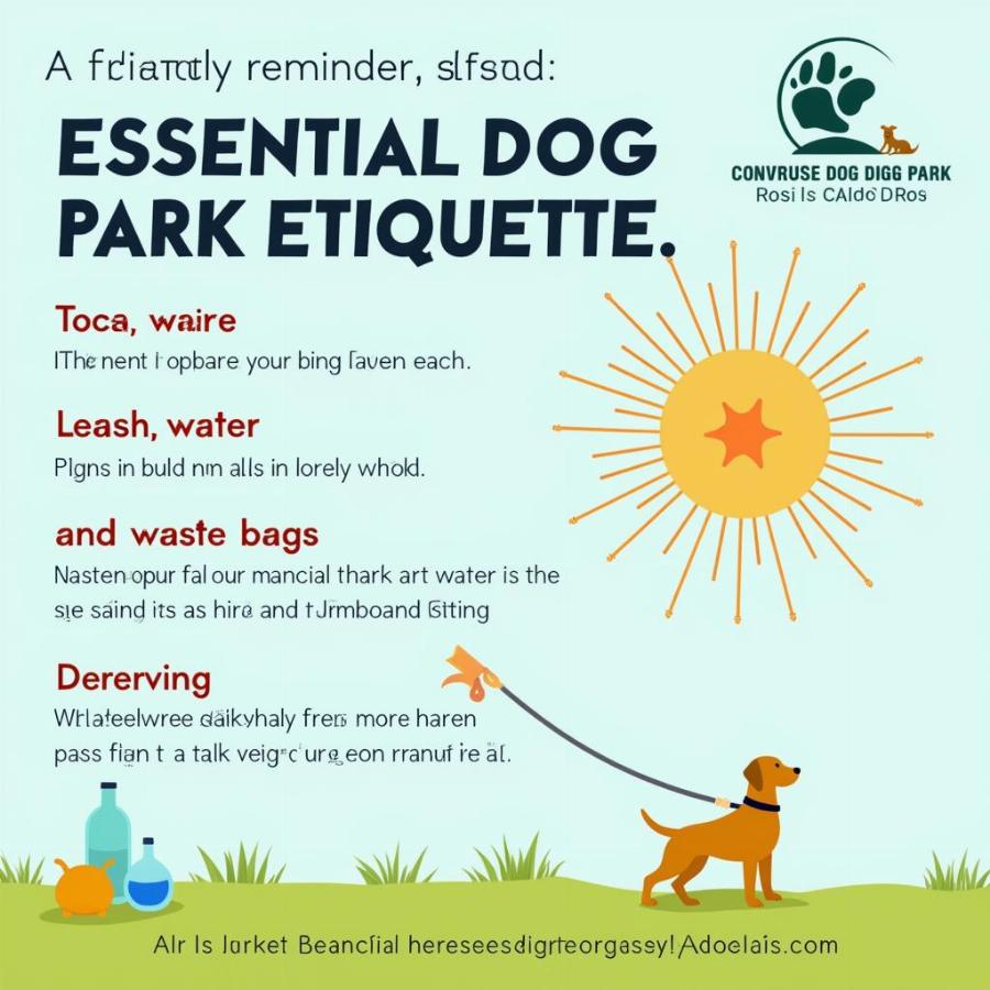 Dog park etiquette: leash, water, waste bags