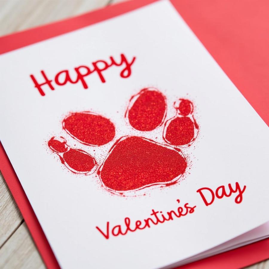 Dog Paw Print Valentine's Day Card