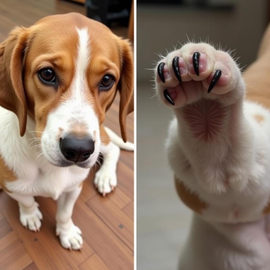 Dog Paw Creating a "Thumbs Up" Illusion