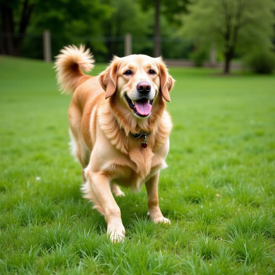 Dog Peeing on Fescue Lawn