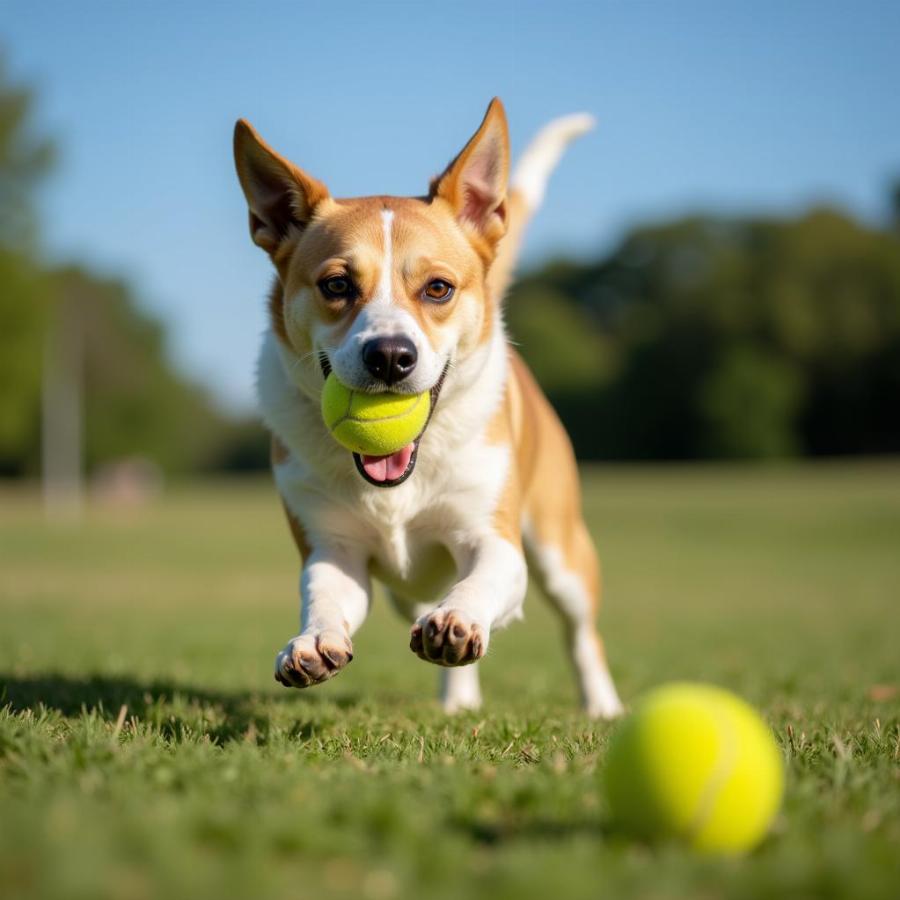 Dog Playing Fetch in the Park