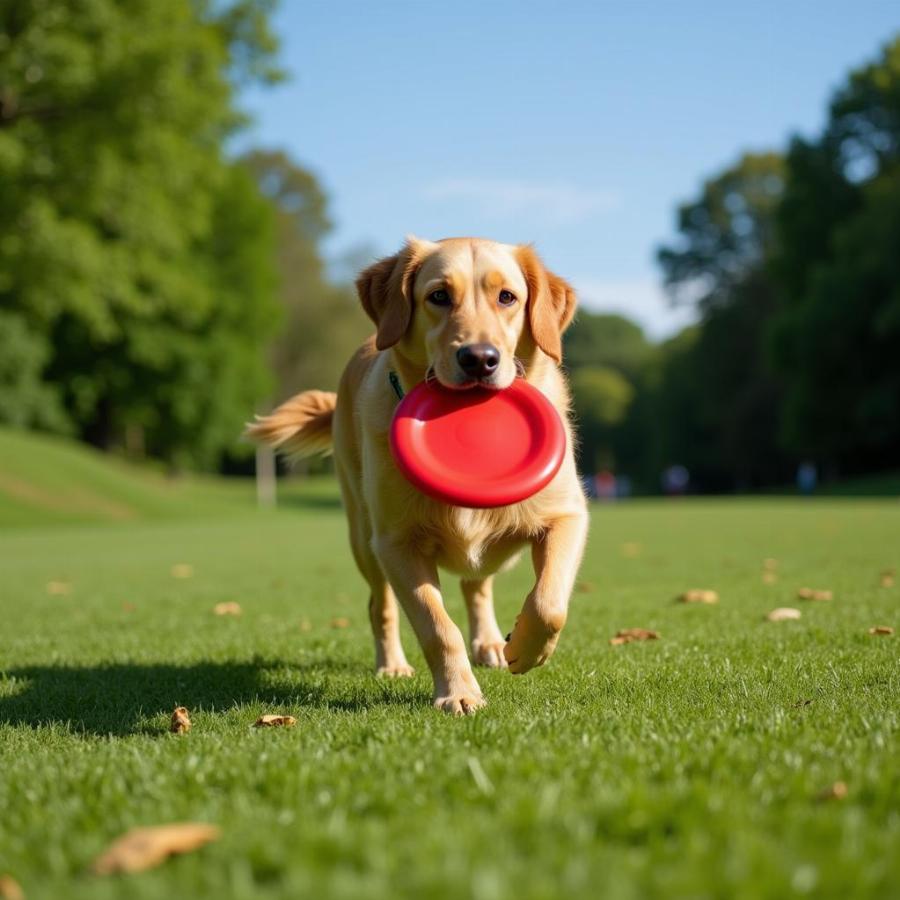 Dog Playing Fetch in the Park