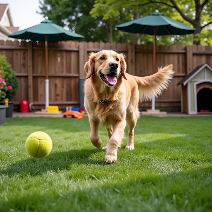 Dog Playing in Backyard Play Yard