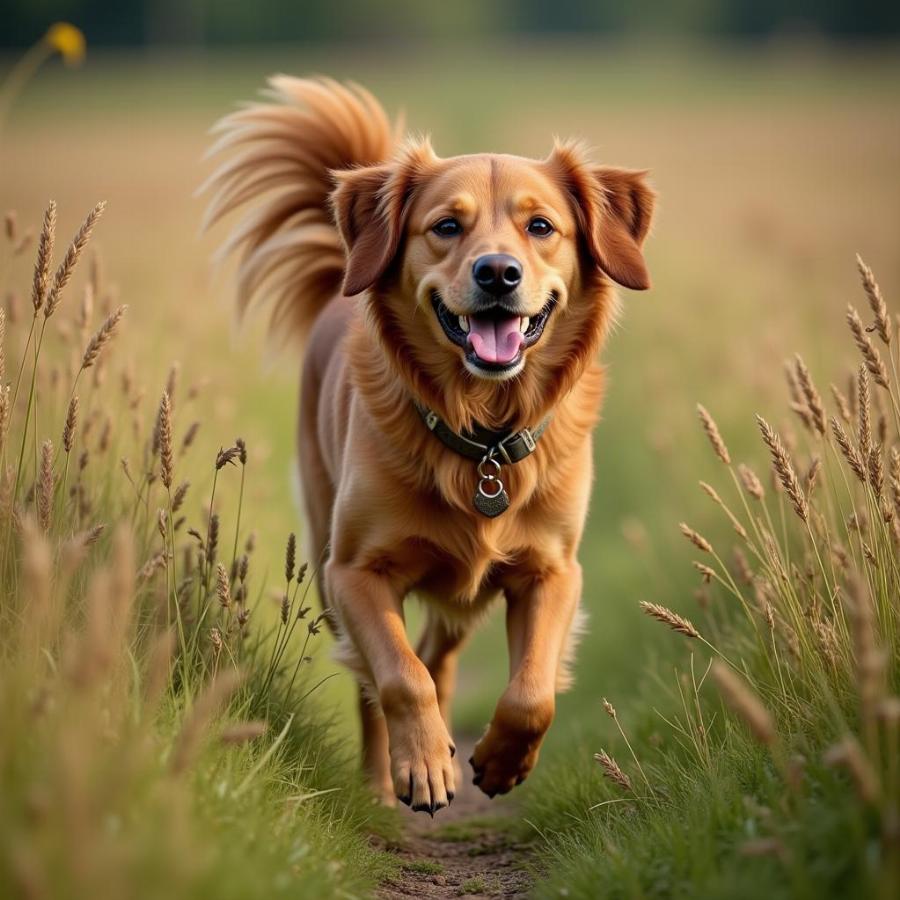 Dog Running Through a Field