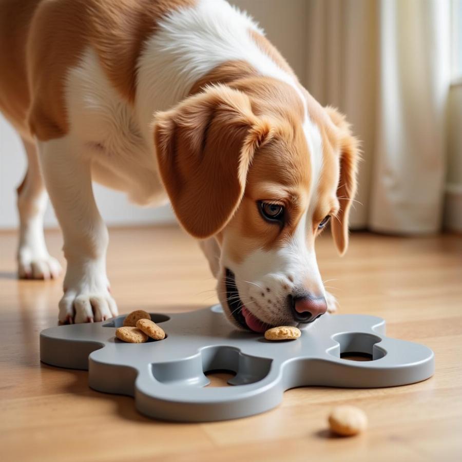 Dog Playing Puzzle Toy