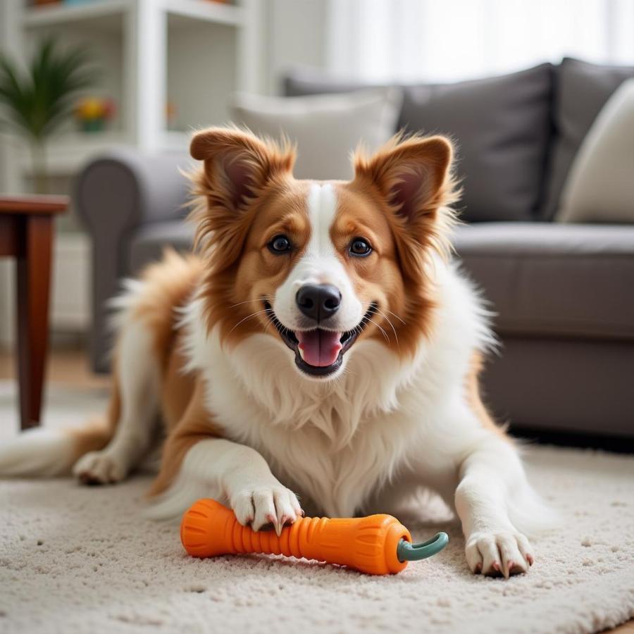 Dog Playing With a Chew Toy