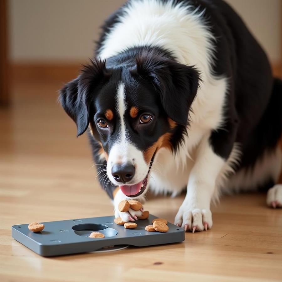 Dog Playing with Interactive Puzzle Toy