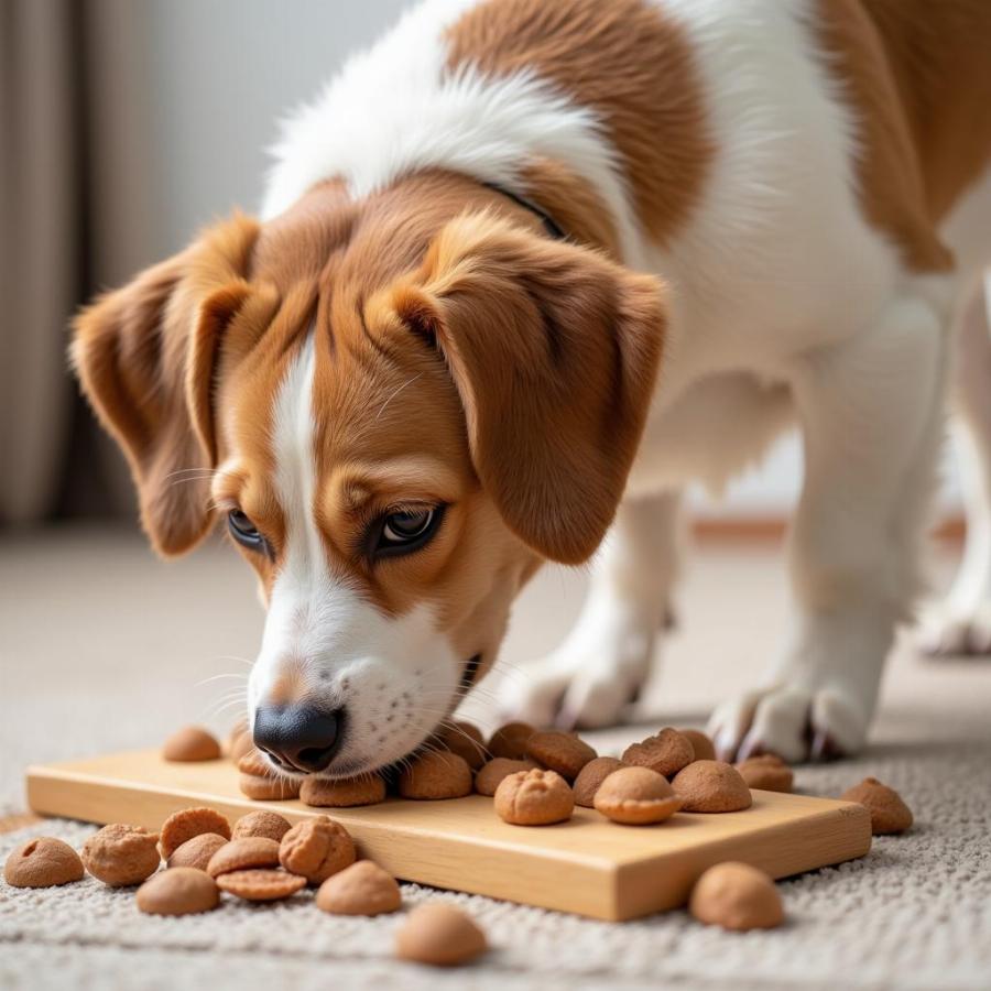 Dog Engaging with a Puzzle Toy