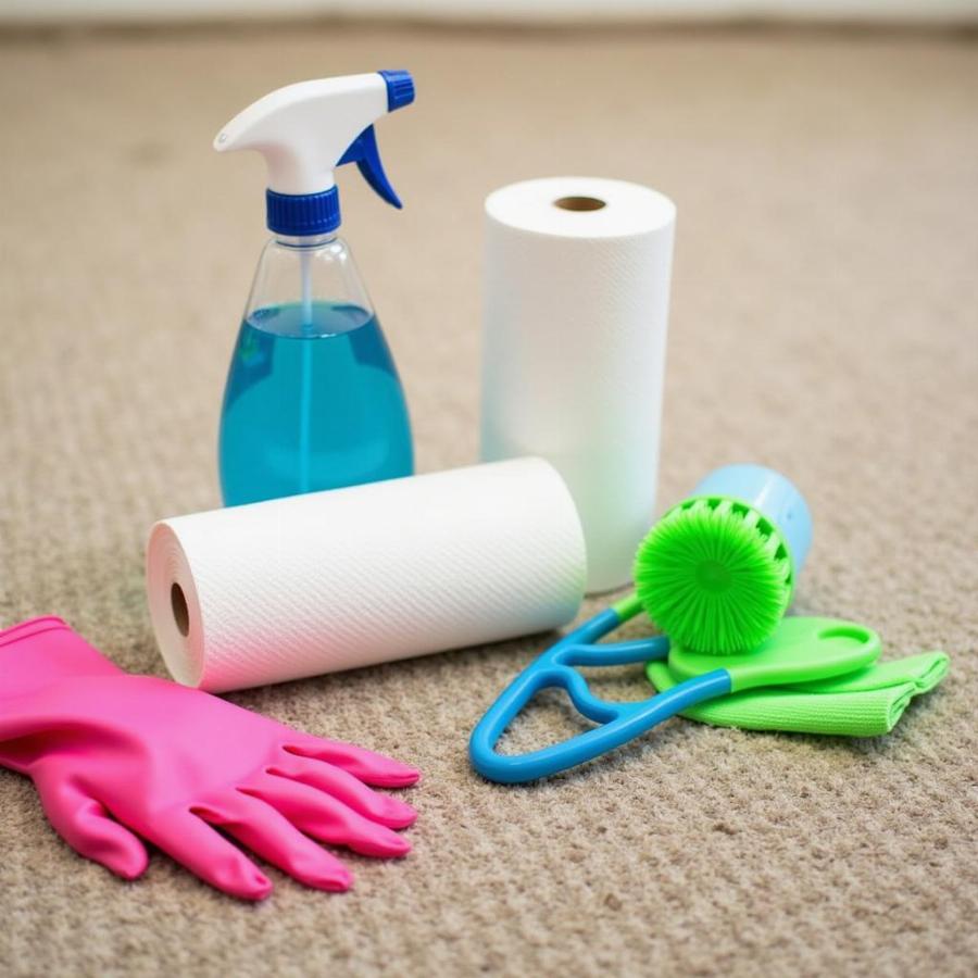 Dog Poop Cleaning Supplies on Carpet