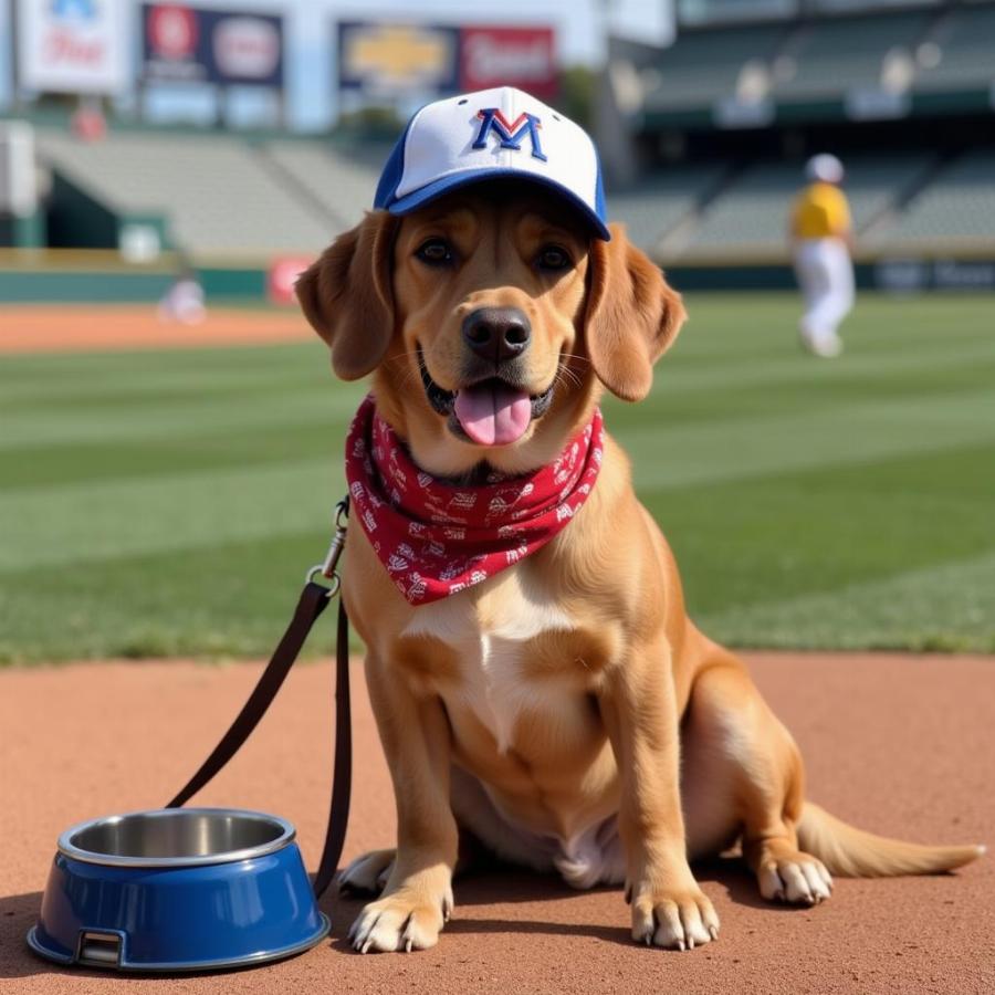 Dog Preparing for a Baseball Game