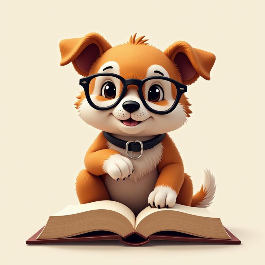 Dog Reading Book