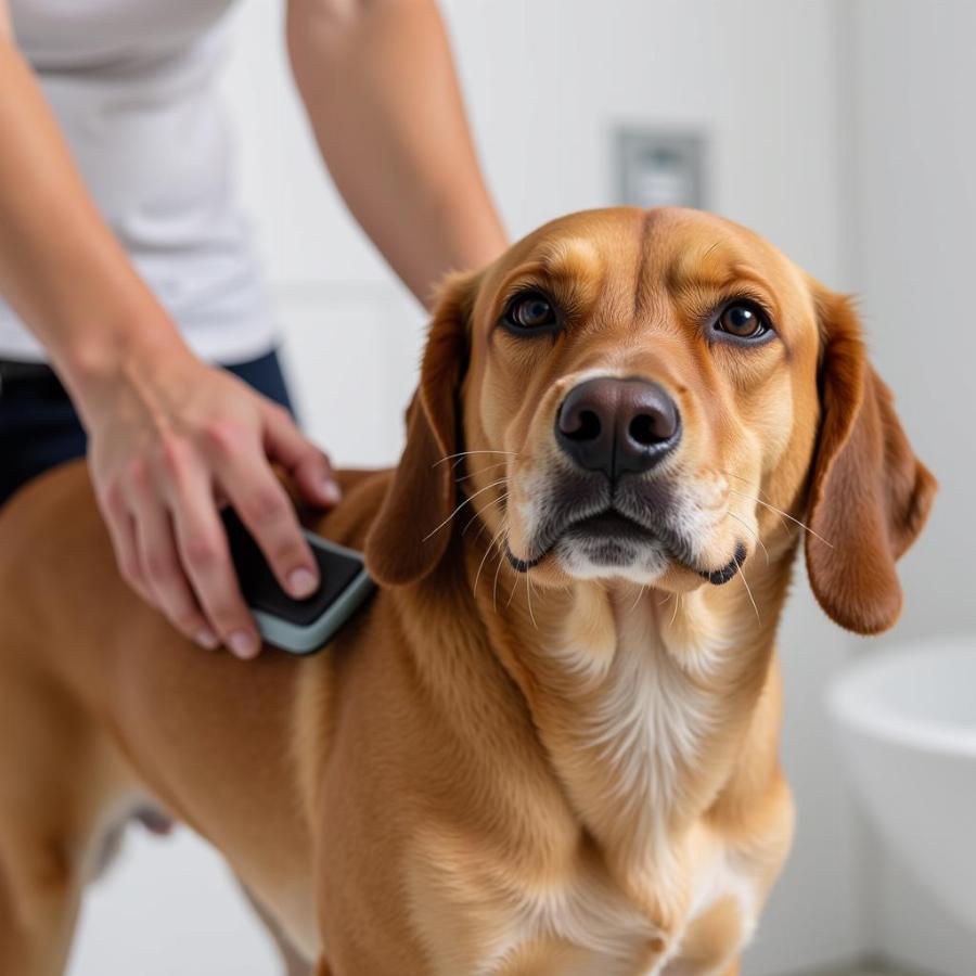 Dog Receiving Grooming for Healthy Skin