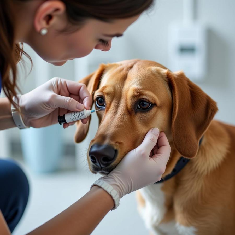 Dog Receiving Otic Suspension Treatment