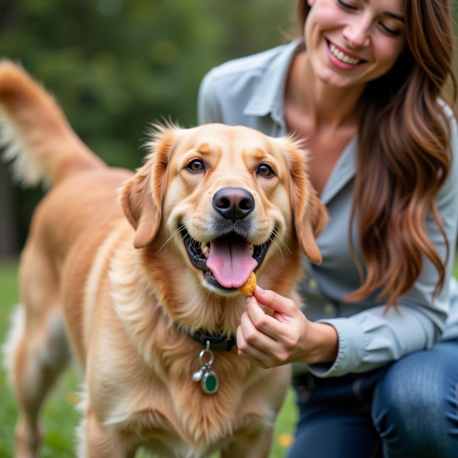 Dog Receiving Treats During Training