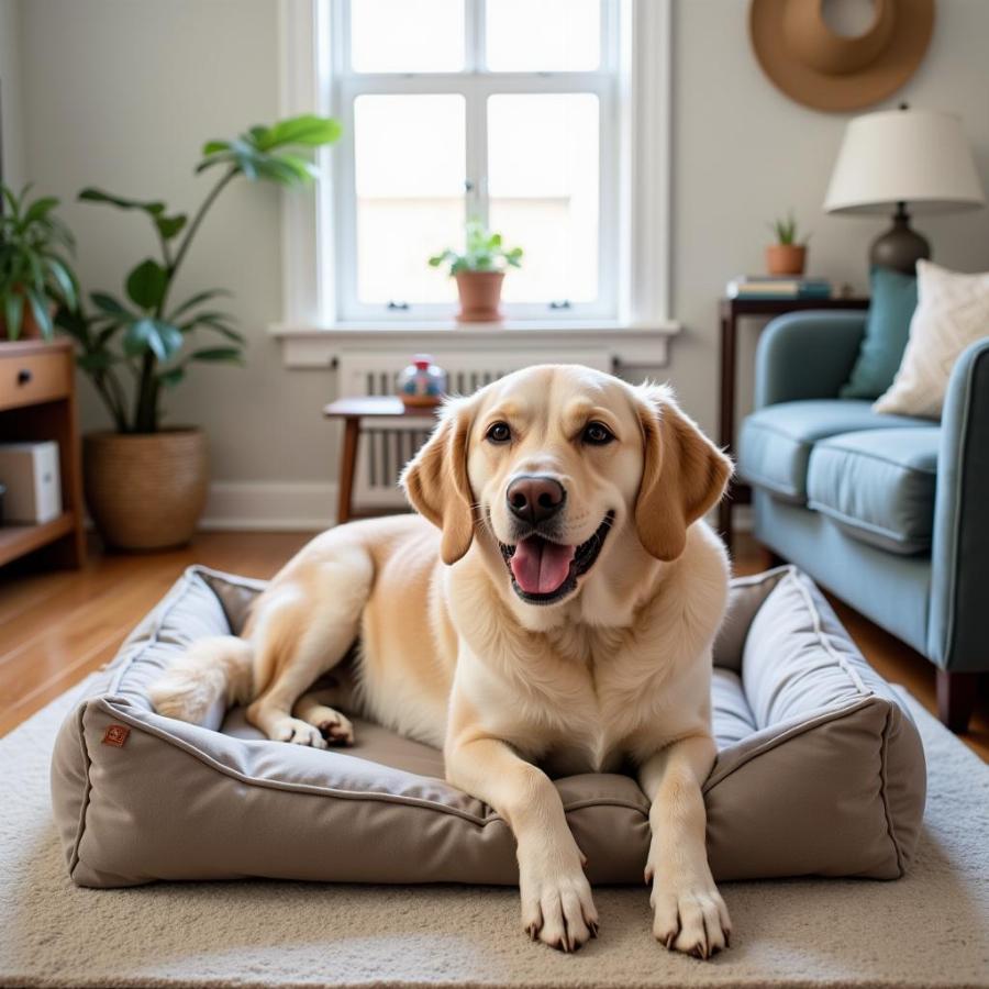 Dog Relaxing in a Clean and Stylish Living Room