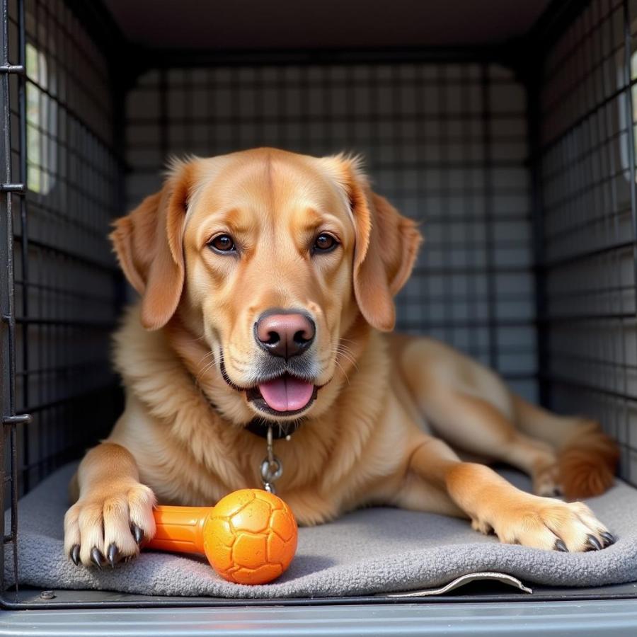 Dog Relaxing in Crate