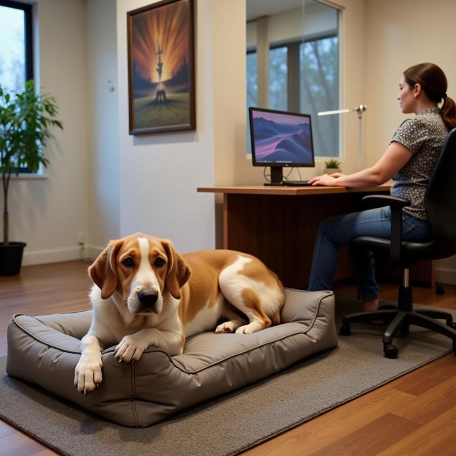 Dog Relaxing Near Desk