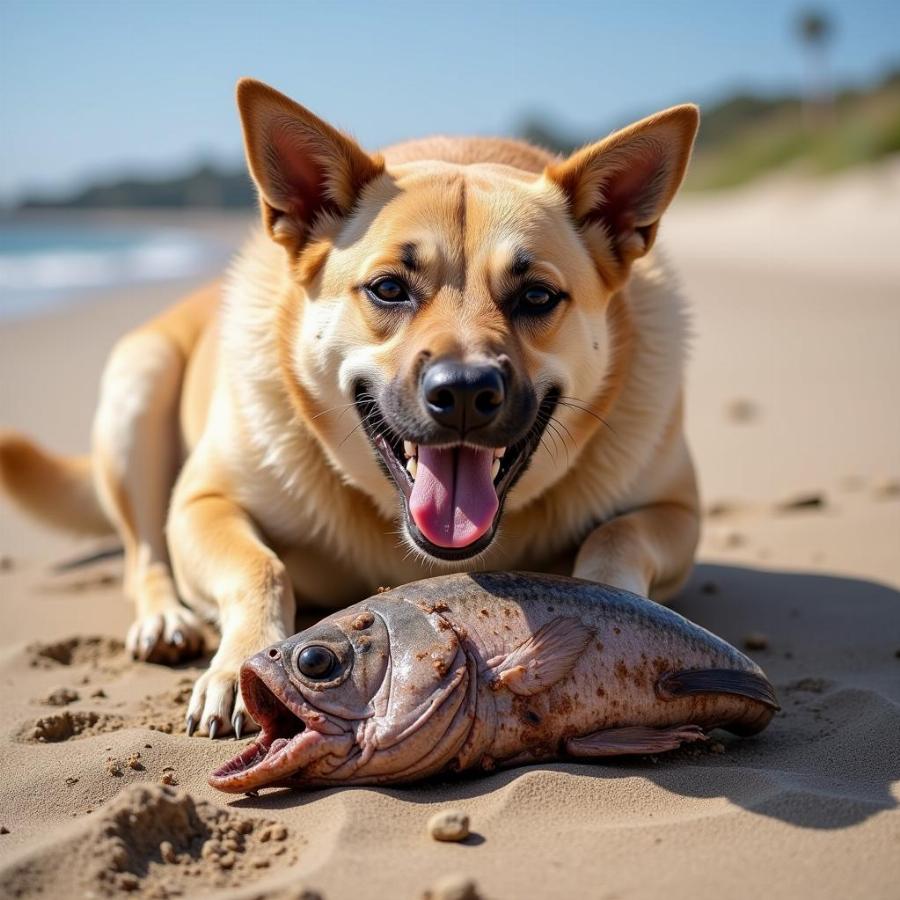 Dog Rolling on Dead Fish