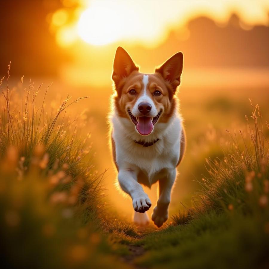 Dog Running in Field