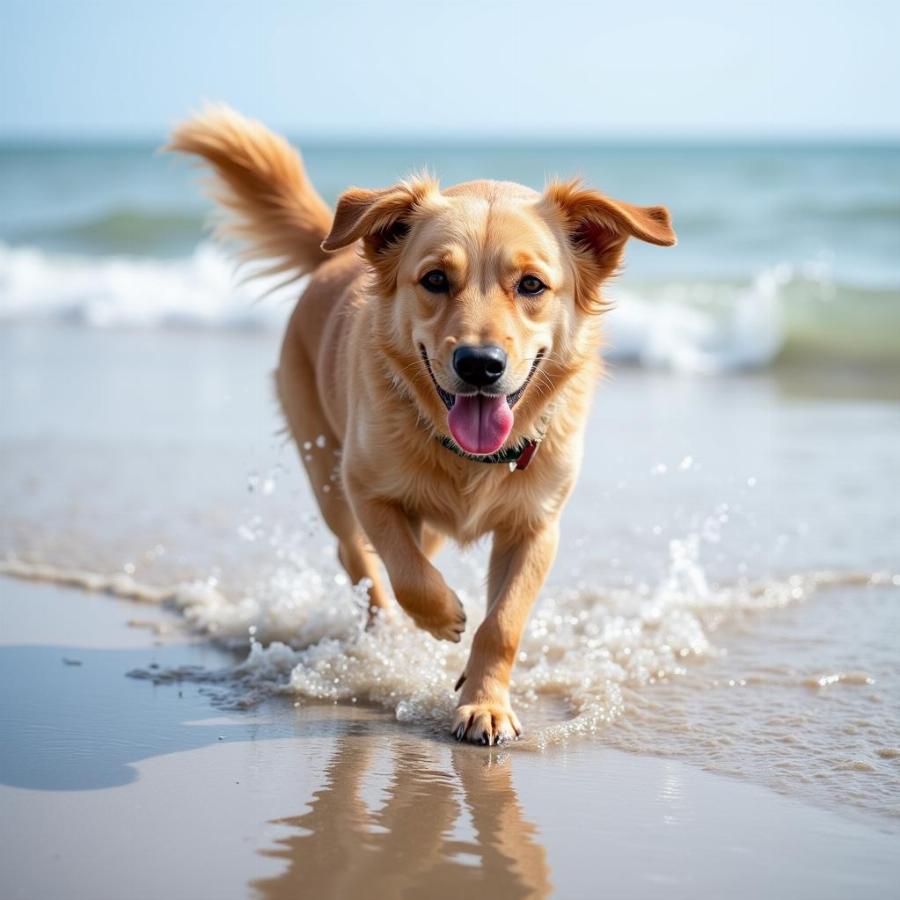 Dog Running on Beach