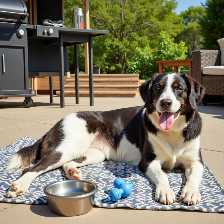 Dog enjoying a safe grilling zone