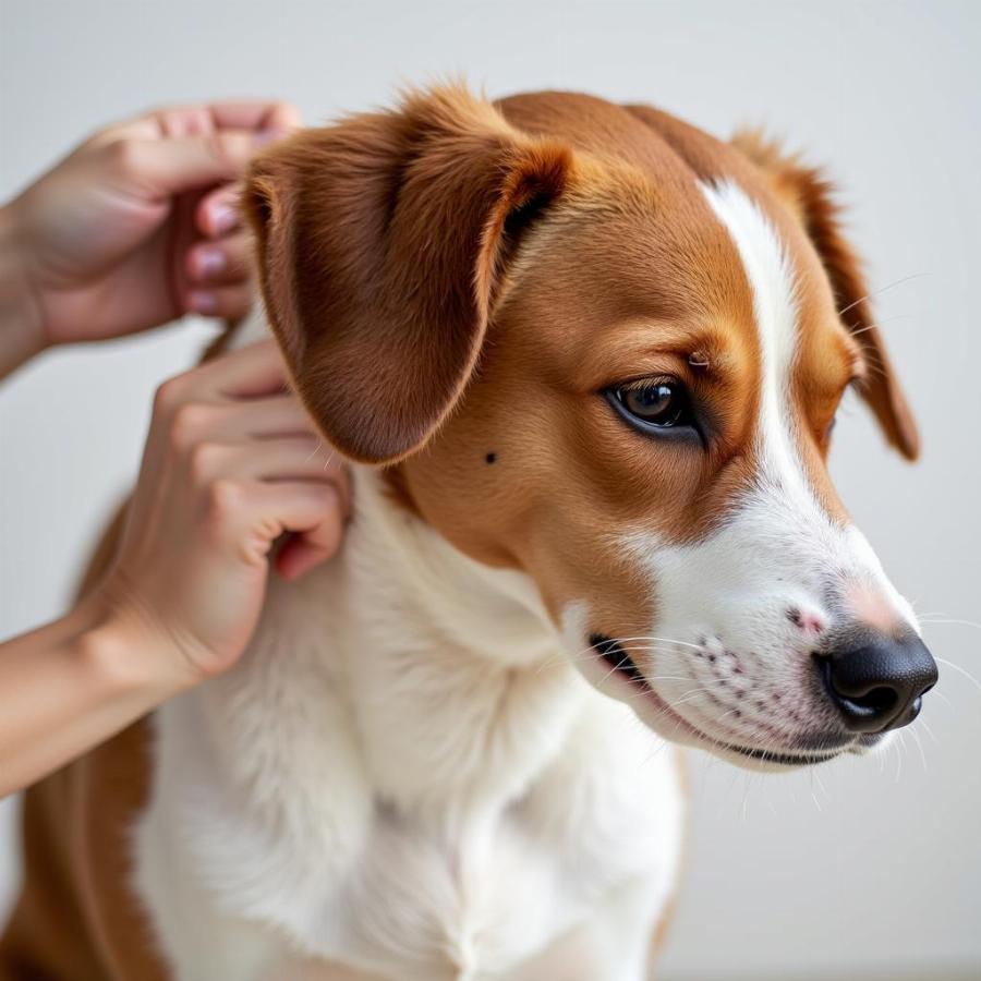 Dog scratching ear