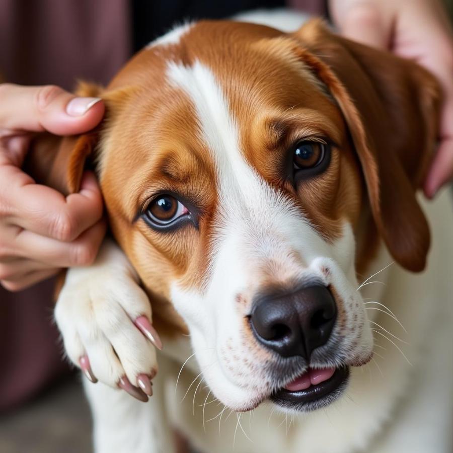 Dog scratching itchy skin