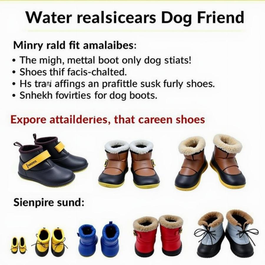 An assortment of water resistant dog shoes in various sizes and colors.