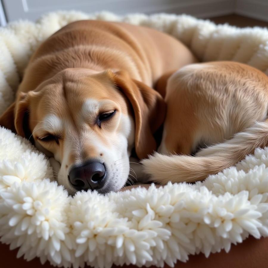 Happy Dog Sleeping Soundly in a Freshly Washed Bed