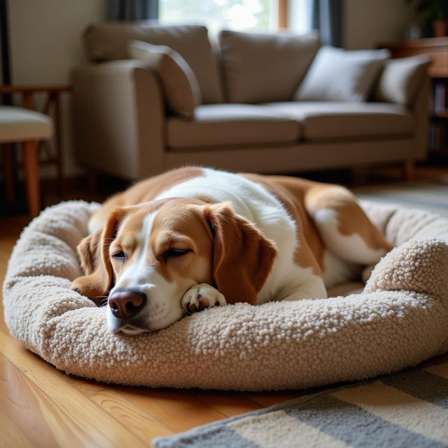 Dog Sleeping in Dog Bed