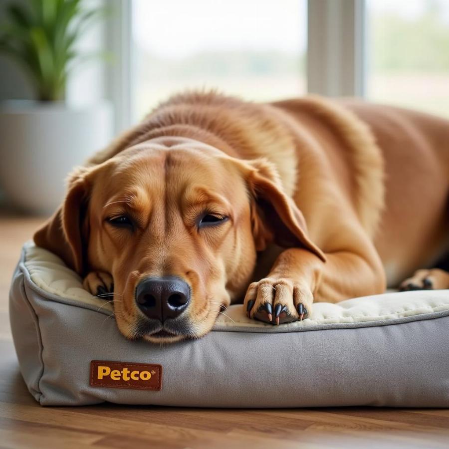 Dog Sleeping Peacefully on a Petco Dog Bed