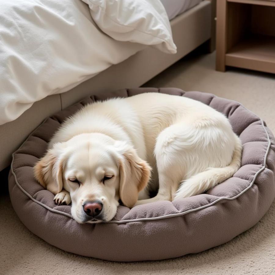 A Contented Dog Sleeping in a Cozy Dog Bed