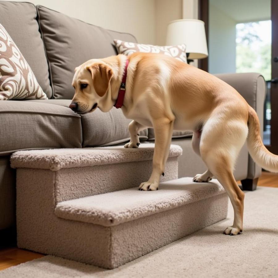 Senior Dog Using Stairs