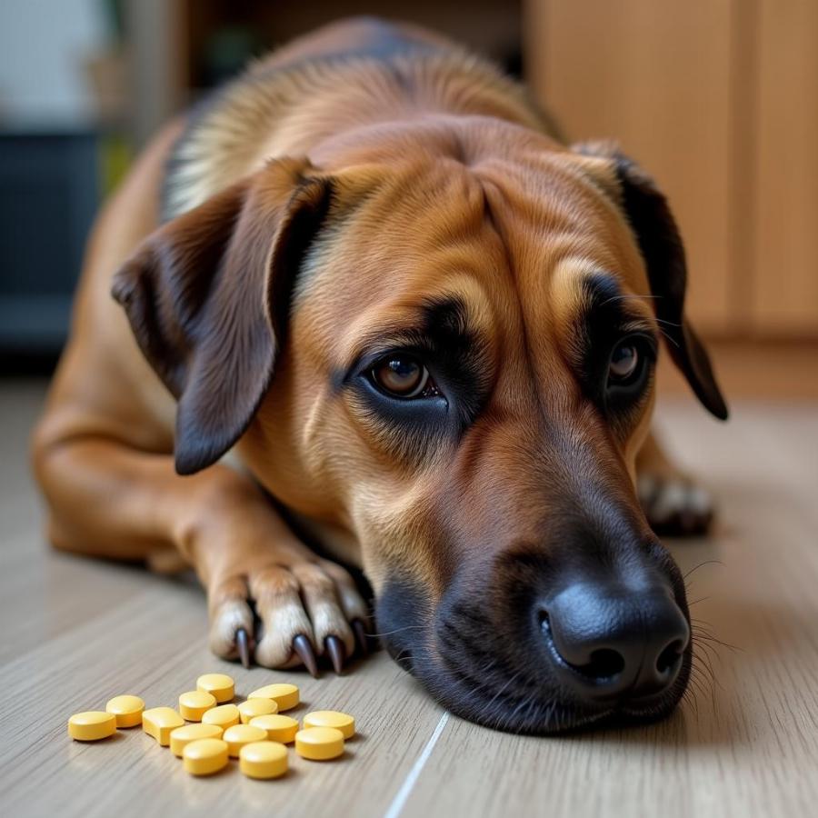 Dog showing symptoms of ibuprofen poisoning