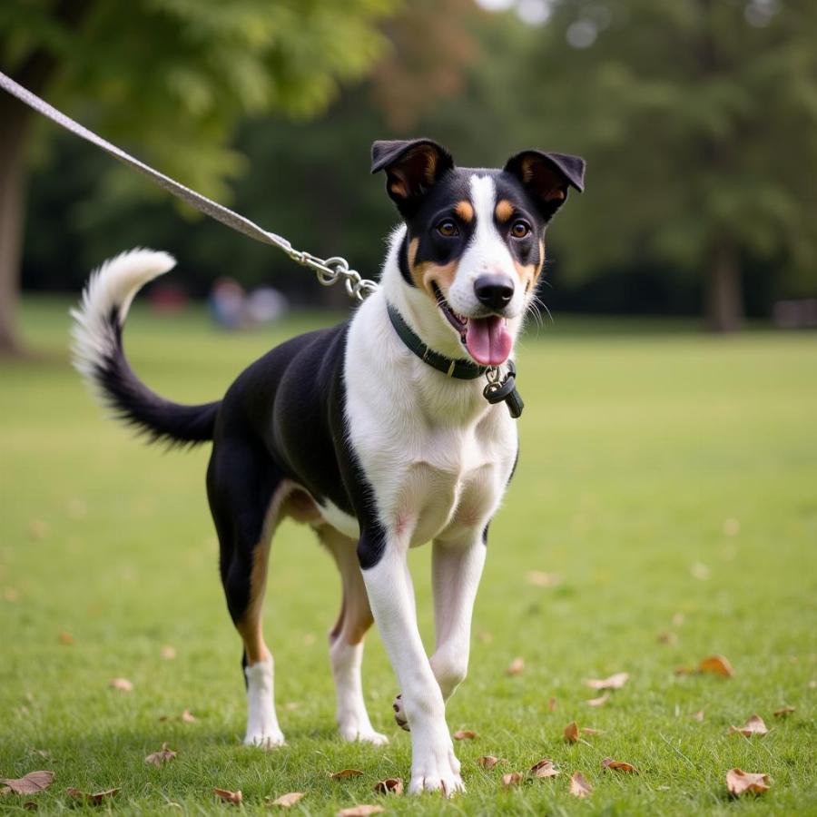 Dog Terrier Mix on a Walk