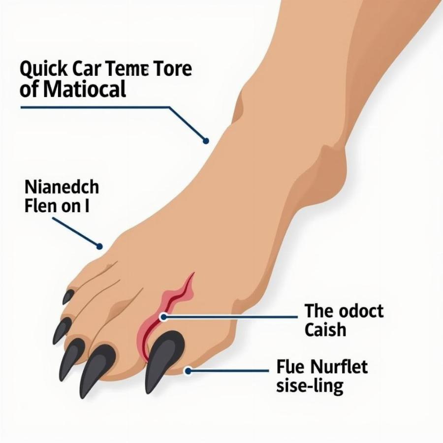 Dog Toenail Anatomy Showing the Quick