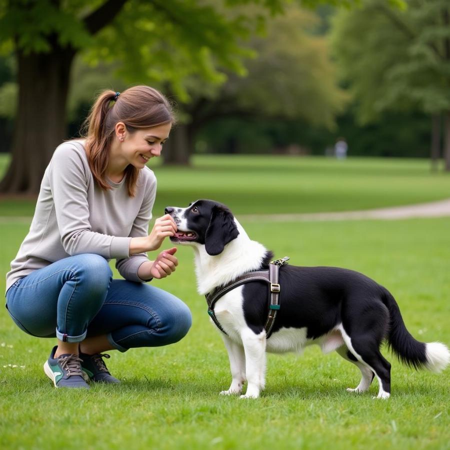 Dog Training With Owner Outdoors