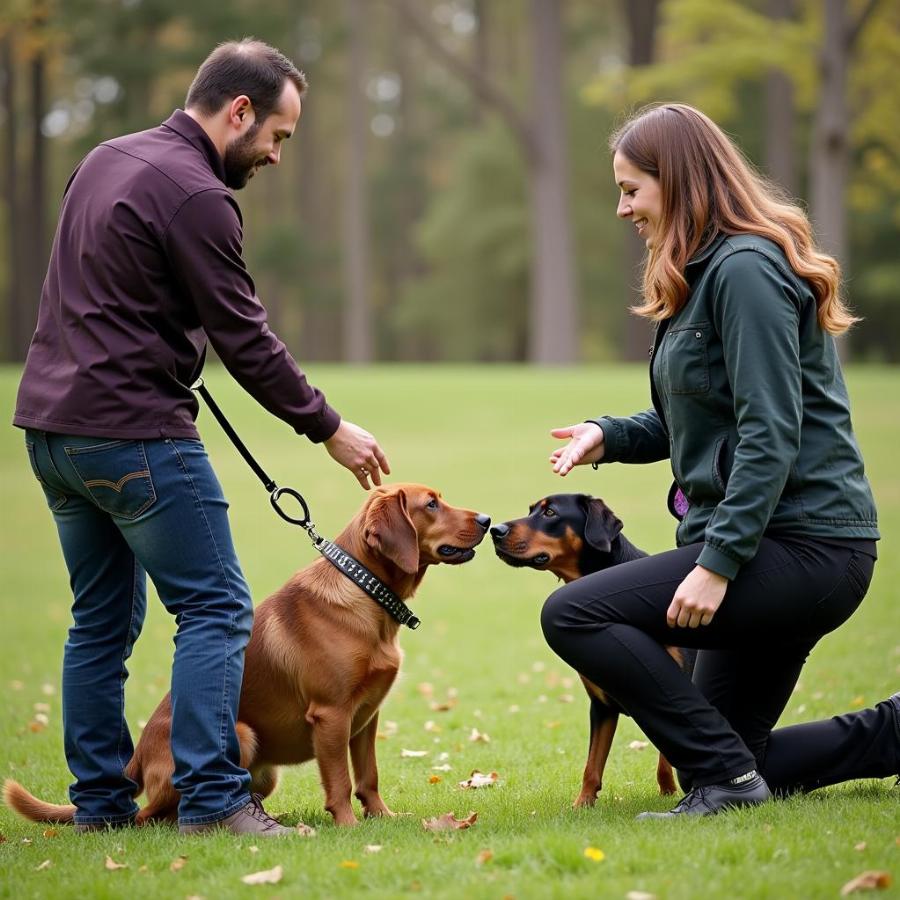 Dog and Owner Working with a Trainer