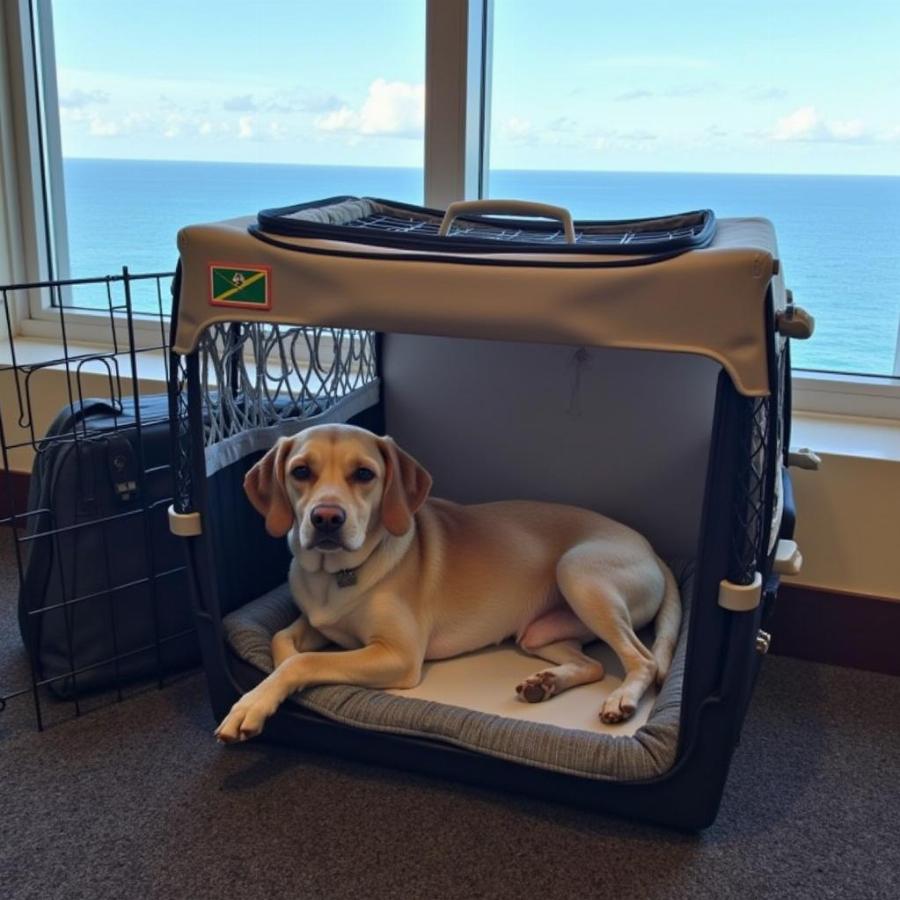 Dog Traveling to Grenada in a Carrier