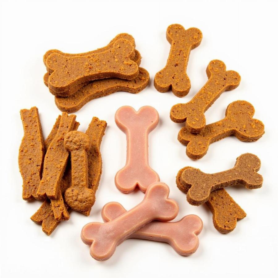 Assorted dog treats with chicken.