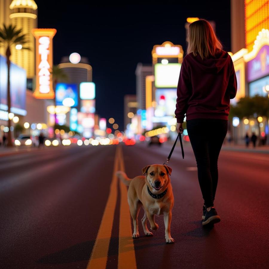 Dog being walked on the Las Vegas Strip