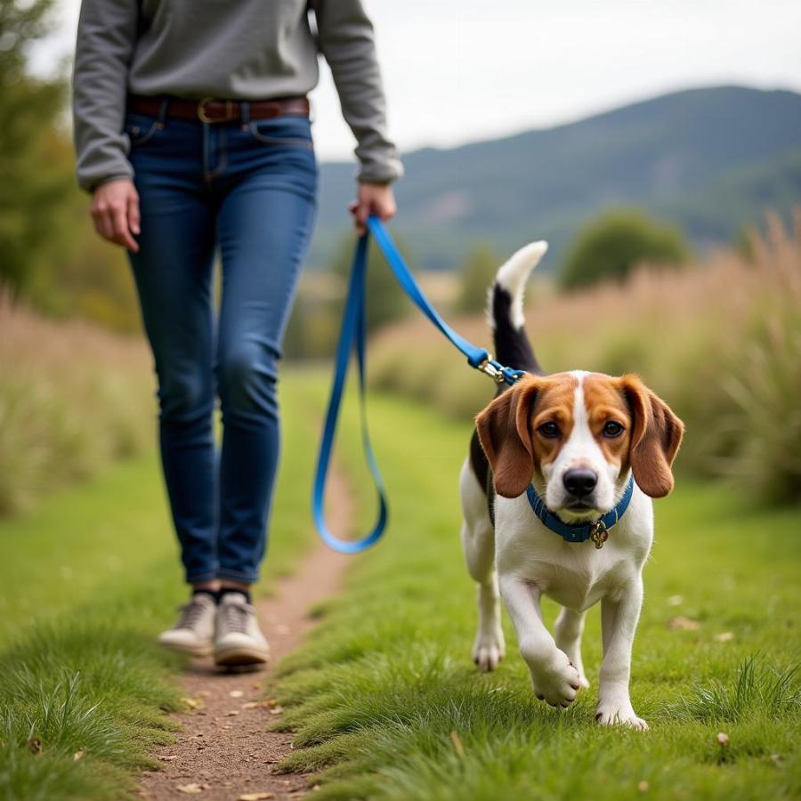 Dog Walking on a Long Lead with Loose Leash