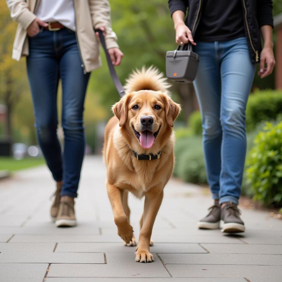 Dog Walking with Poop Bag Dispenser