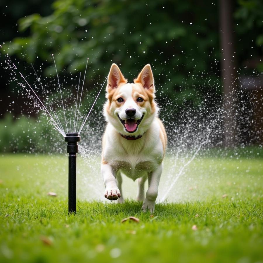 Dog Watering Lawn