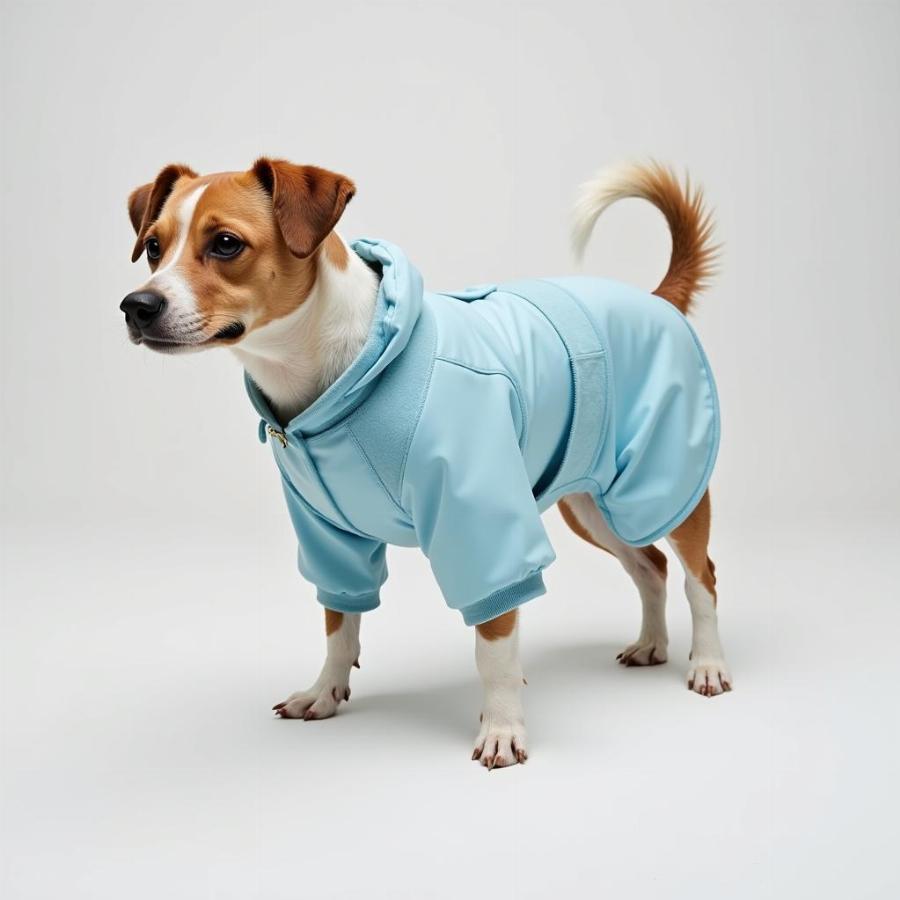 Dog wearing a recovery suit after surgery